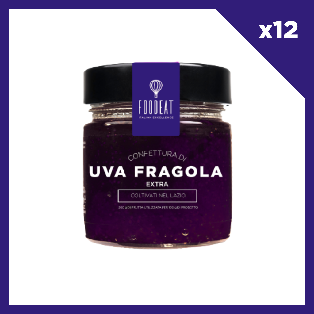 Box da 12-Confettura di Uva Fragola coltivata nel Lazio 250g